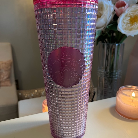 NWT STARBUCKS Iridescent Bling Cold Tumbler.  24 oz, Pink and Neon Pink. - Picture 2 of 8